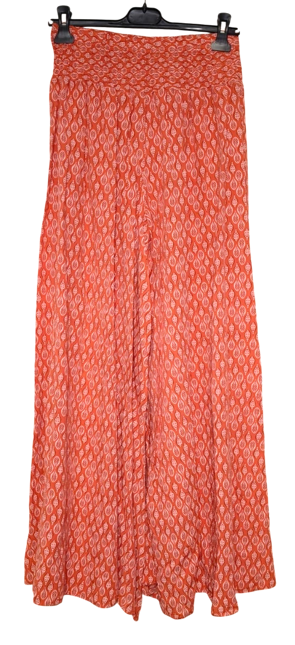 Ladies Italian Lagenlook Leaf Print Wide Leg Trousers Palazzo Culottes