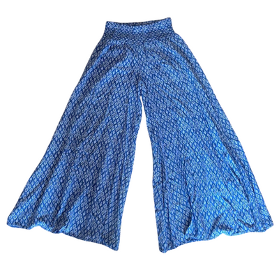 Ladies Italian Lagenlook Leaf Print Wide Leg Trousers Palazzo Culottes