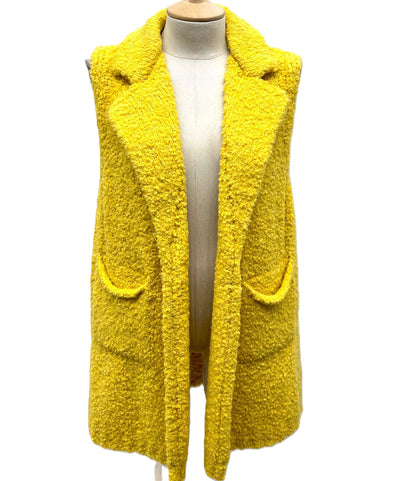 Ladies Italian Soft Warm Wool Blend Open Front Boucle Gilet Collared Sleeveless Knit