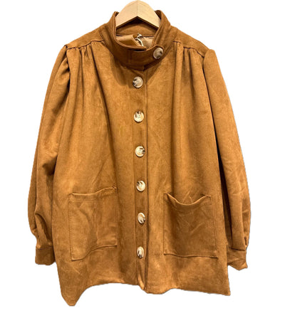Ladies Italian Funnel Neck Button Through Soft Suedette Jacket