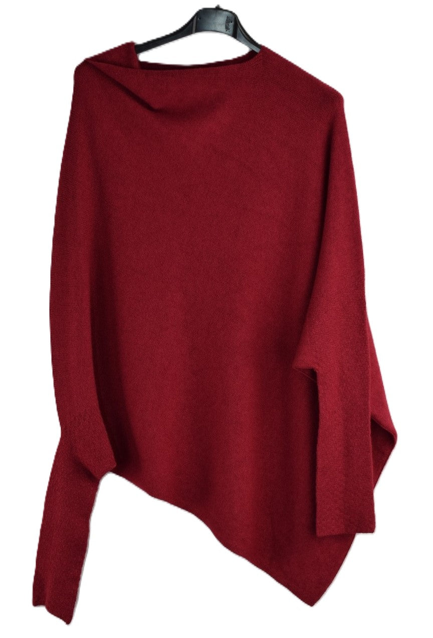 Italian Lagenlook Asymmetric Draped Jumper Off The Shoulder Knit Jumper