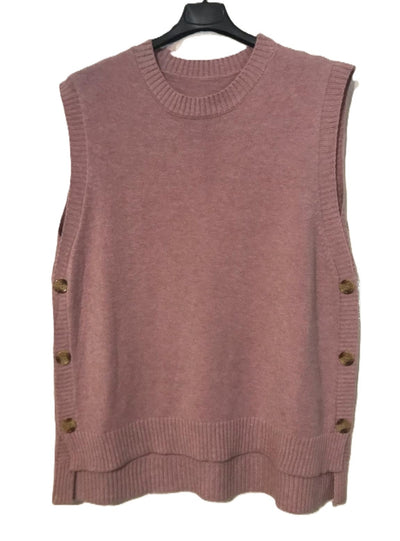 Italian Lagenlook Jumper Sleeveless Sweater with Side Button Detail