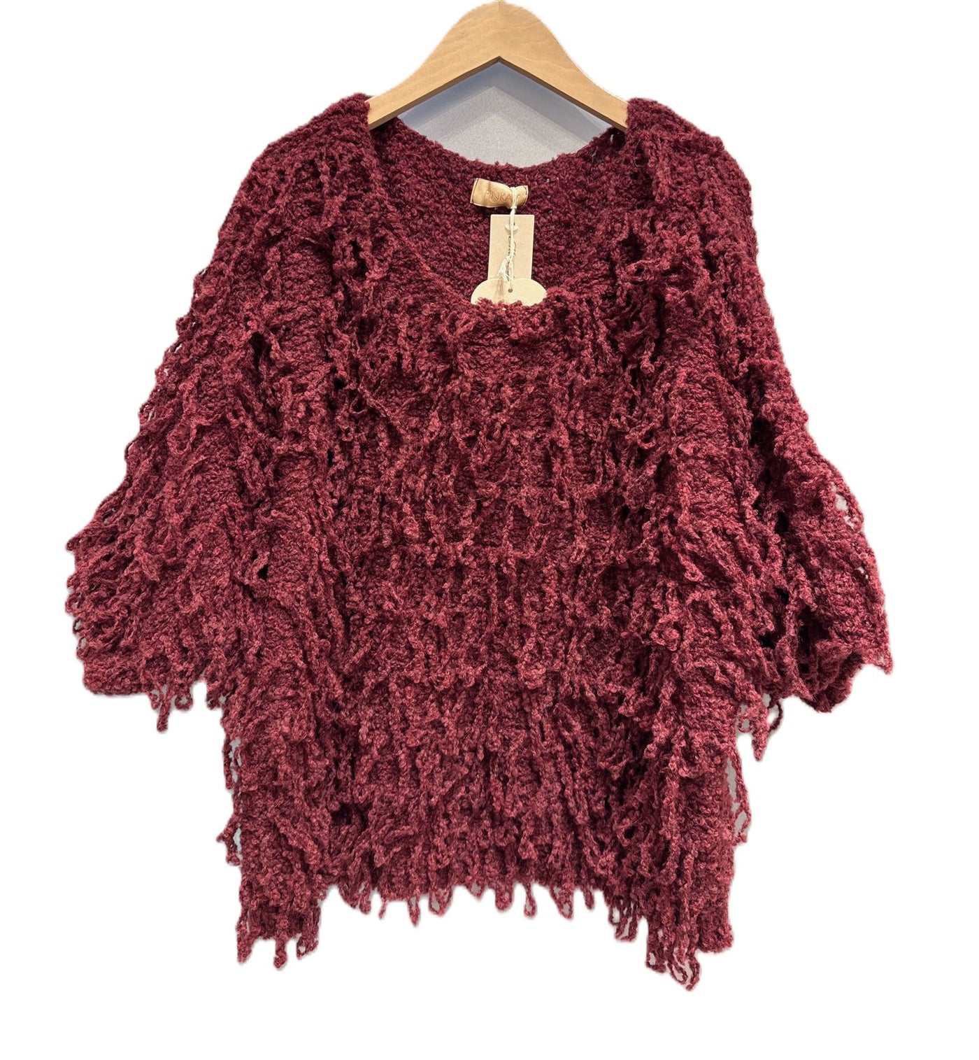 Italian Lagenlook Shaggy Loop Knit Short Sleeve Sweater