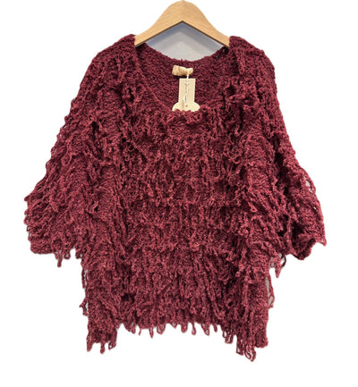 Italian Lagenlook Shaggy Loop Knit Short Sleeve Sweater