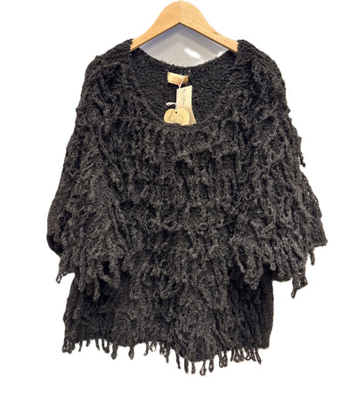 Italian Lagenlook Shaggy Loop Knit Short Sleeve Sweater