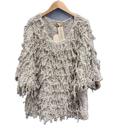 Italian Lagenlook Shaggy Loop Knit Short Sleeve Sweater
