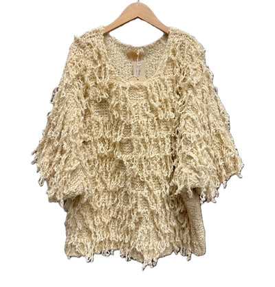 Italian Lagenlook Shaggy Loop Knit Short Sleeve Sweater