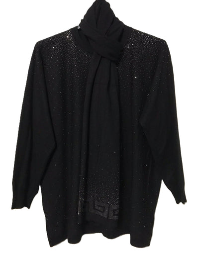 Ladies Italian Lagenlook Soft Knitted Sparkle Jumper and Matching Scarf Set