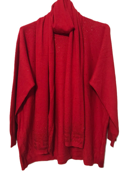 Ladies Italian Lagenlook Soft Knitted Sparkle Jumper and Matching Scarf Set