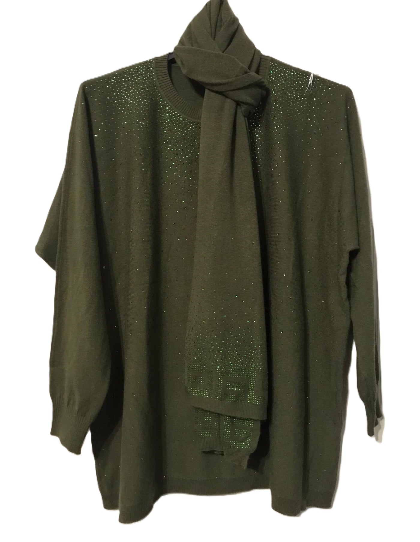 Ladies Italian Lagenlook Soft Knitted Sparkle Jumper and Matching Scarf Set