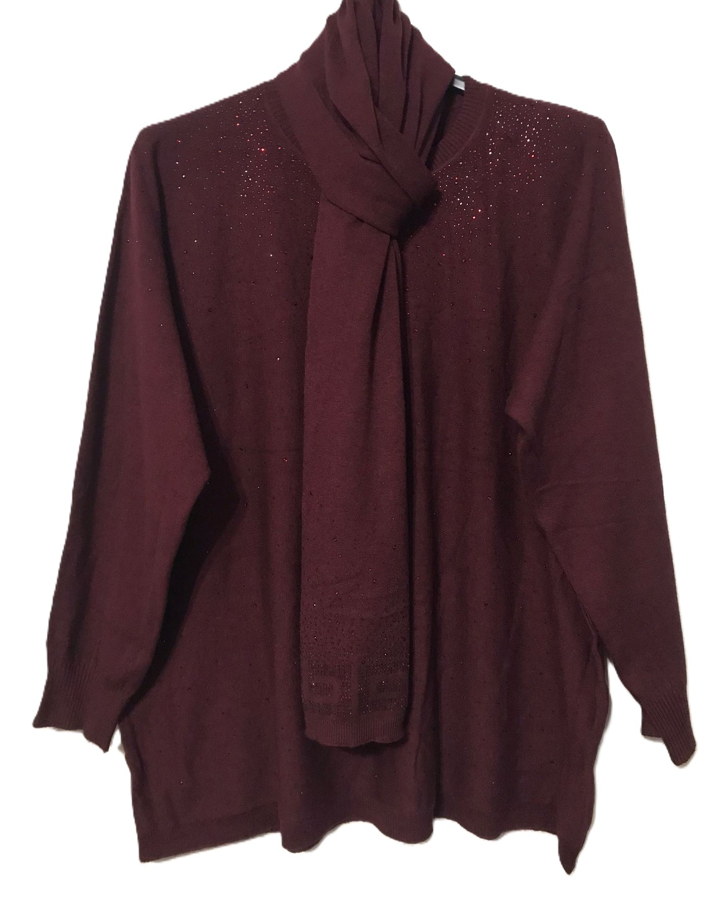Ladies Italian Lagenlook Soft Knitted Sparkle Jumper and Matching Scarf Set