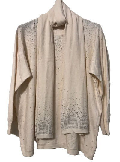 Ladies Italian Lagenlook Soft Knitted Sparkle Jumper and Matching Scarf Set