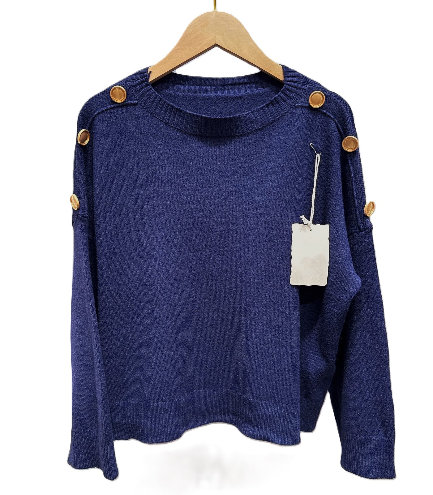 Ladies Shoulder Button Detail Short Jumper