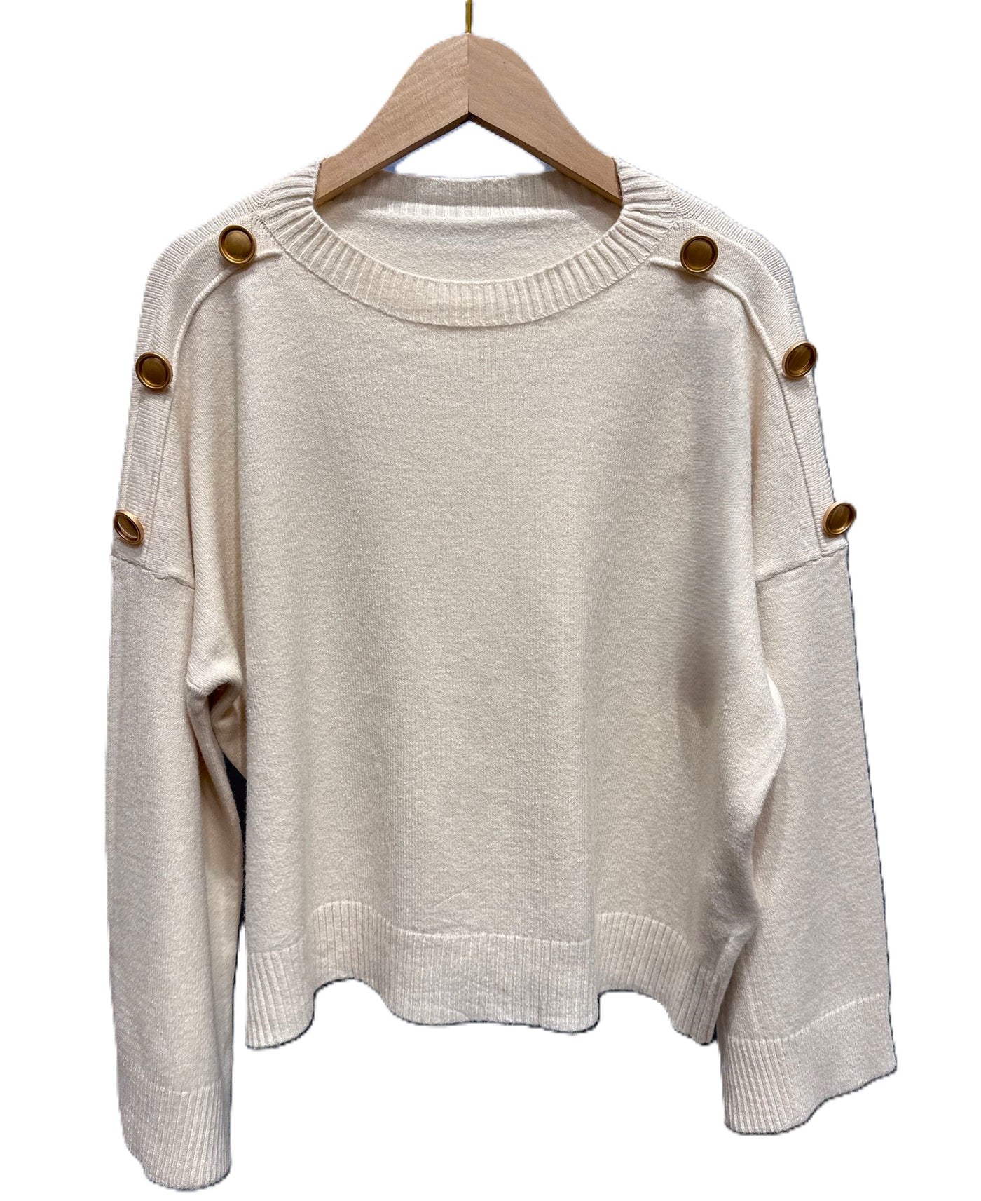 Ladies Shoulder Button Detail Short Jumper