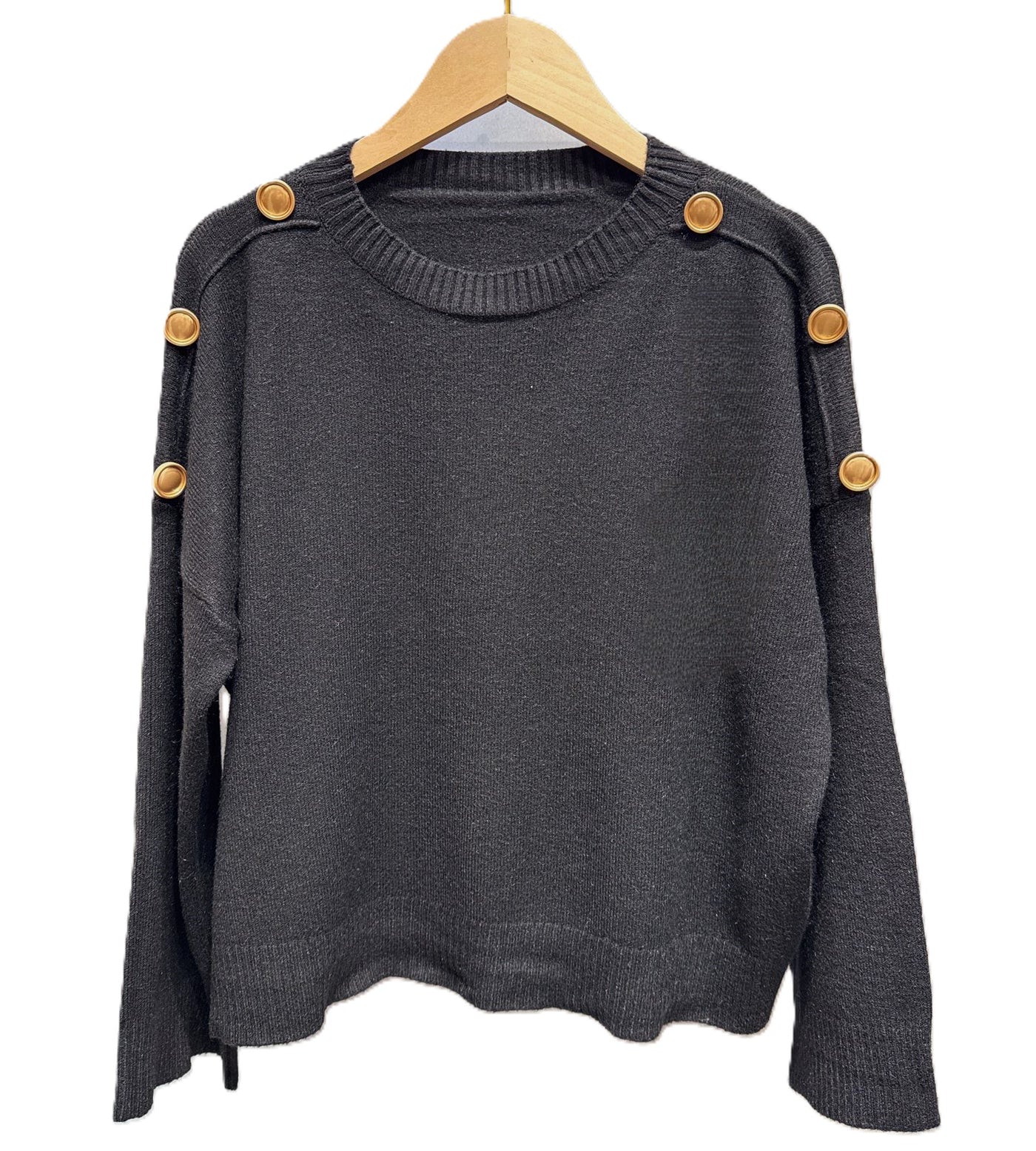 Ladies Shoulder Button Detail Short Jumper