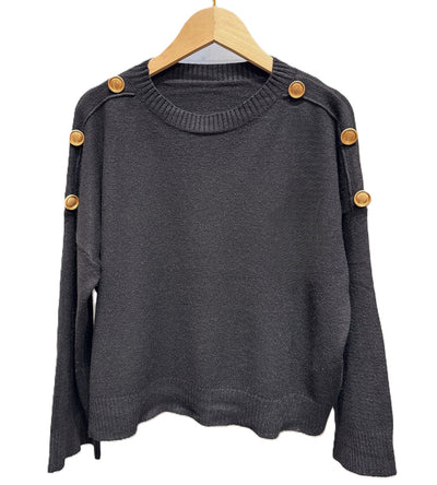 Ladies Shoulder Button Detail Short Jumper