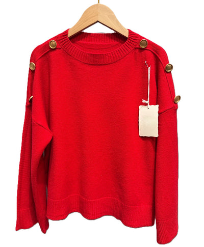 Ladies Shoulder Button Detail Short Jumper