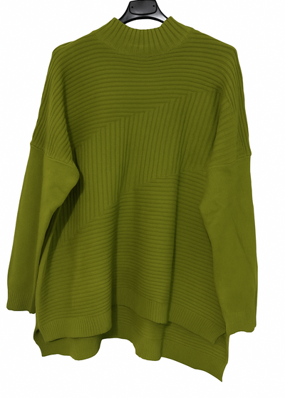 Ladies Italian Ribbed Design High Neck Jumper