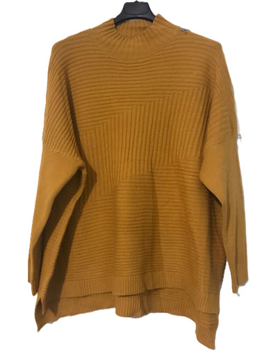 Ladies Italian Ribbed Design High Neck Jumper