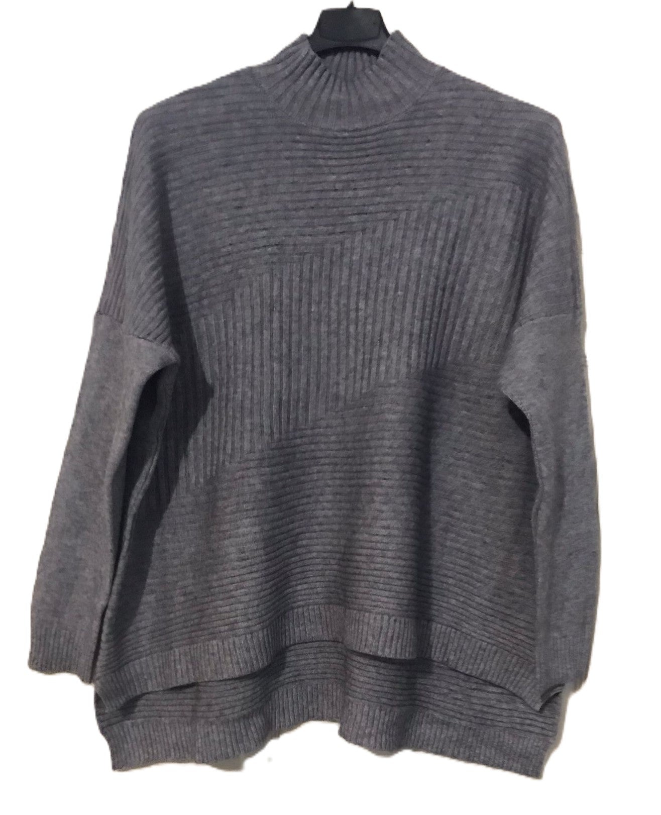 Ladies Italian Ribbed Design High Neck Jumper