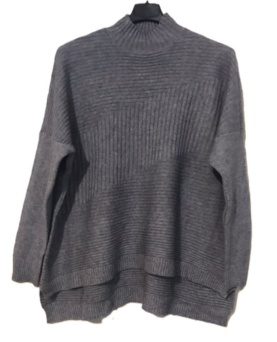 Ladies Italian Ribbed Design High Neck Jumper