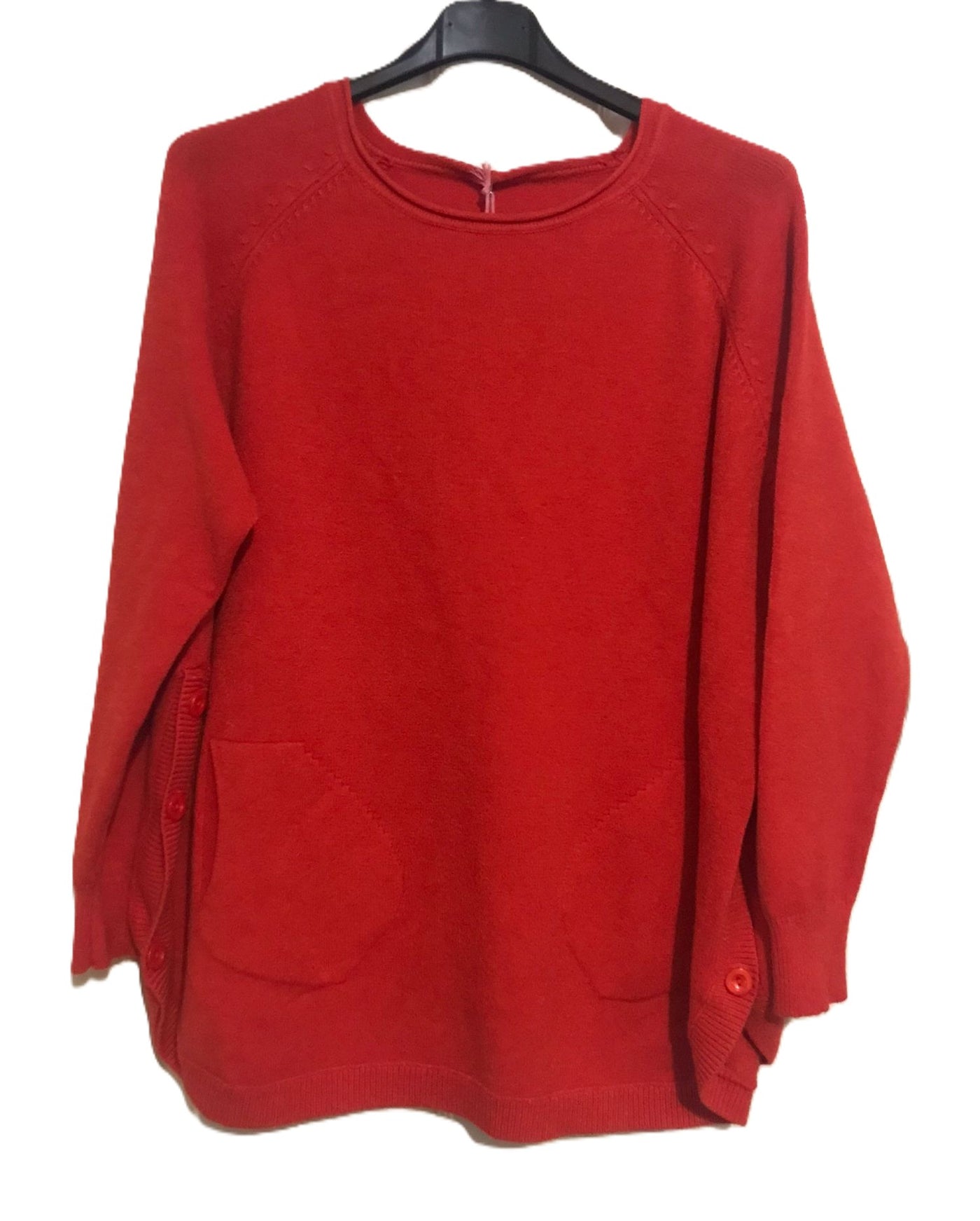 Ladies Italian Lagenlook Super Soft Side Button Detail Jumper with Pockets
