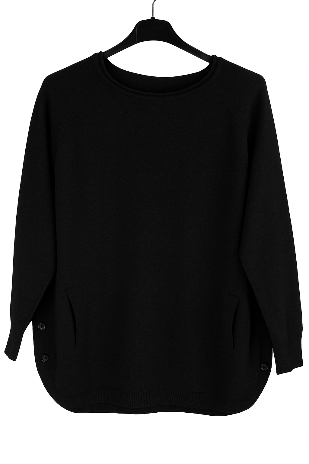 Ladies Italian Lagenlook Super Soft Side Button Detail Jumper with Pockets