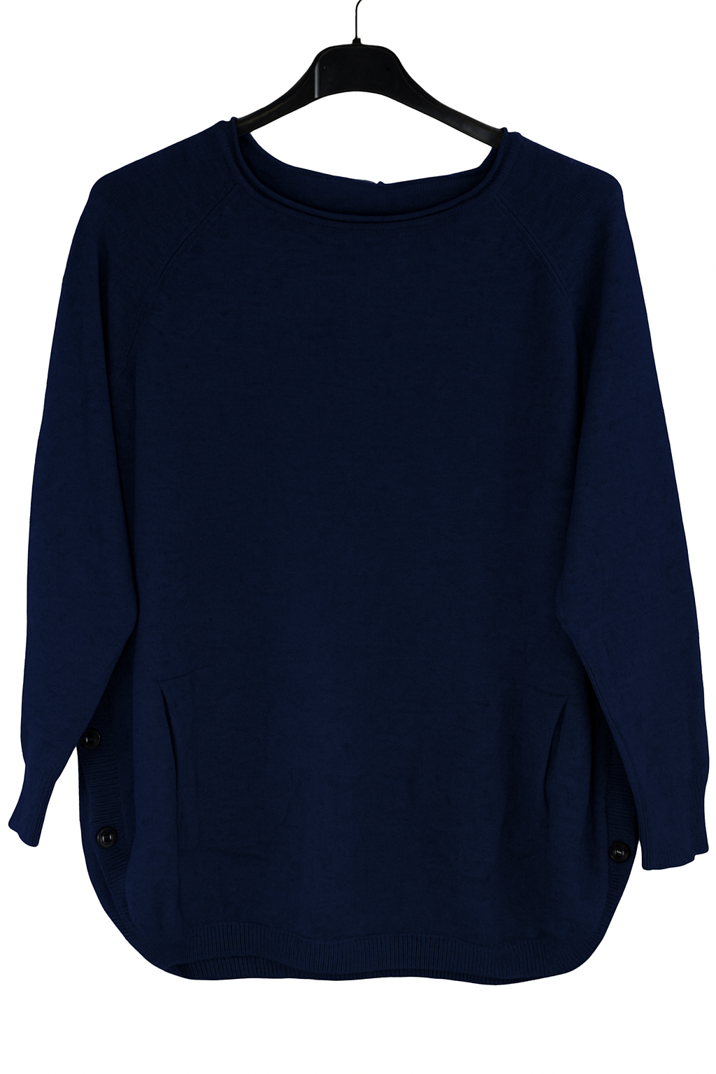 Ladies Italian Lagenlook Super Soft Side Button Detail Jumper with Pockets