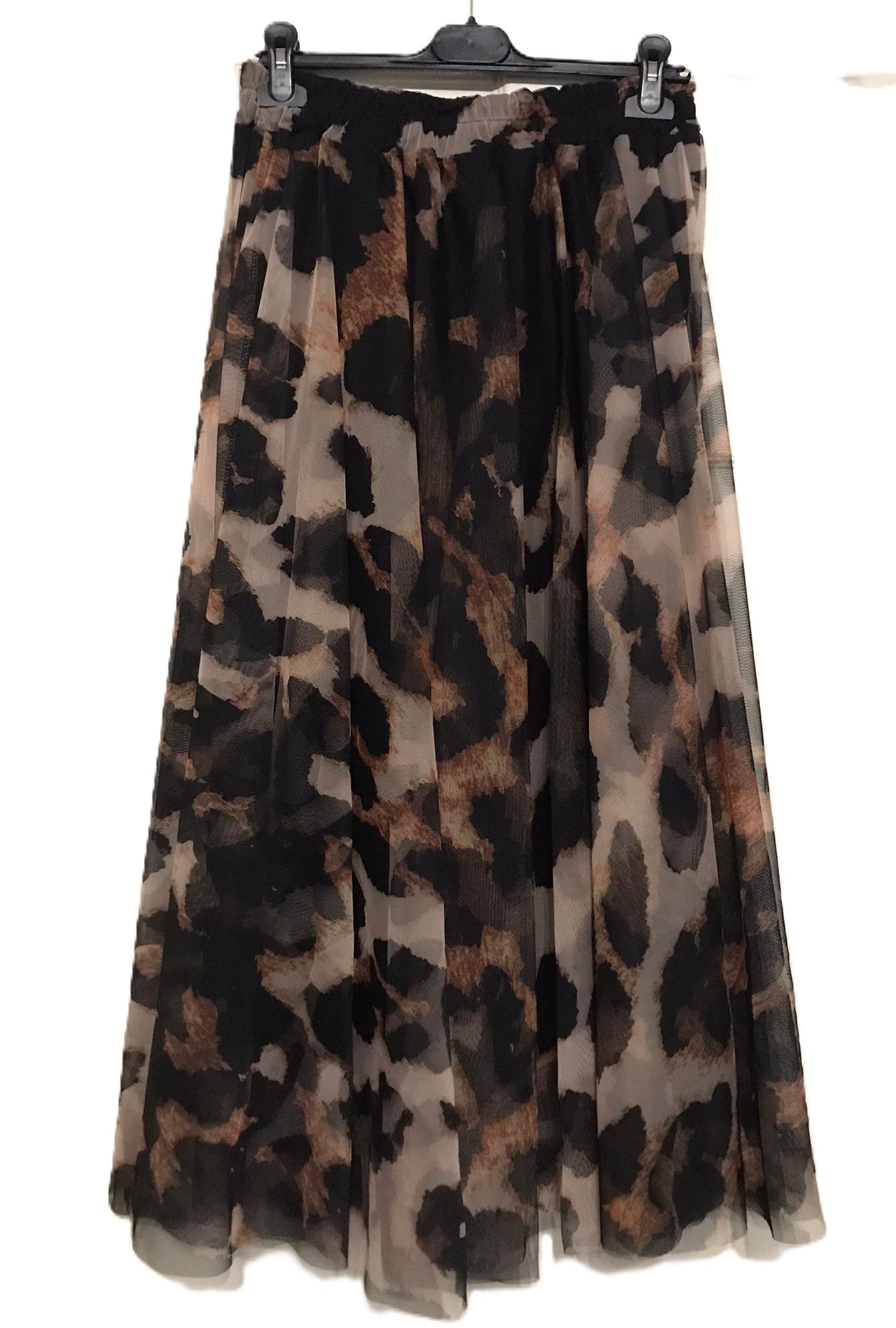Women's Italian Bold Leopard Print A-Line Tulle Mesh Skirt