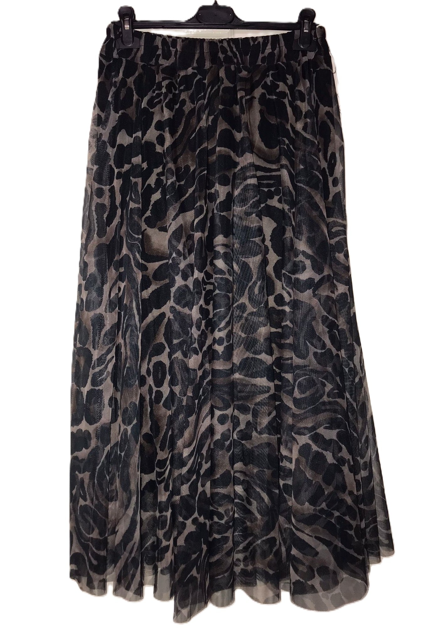 Women's Italian Abstract Animal Print A-Line Tulle Mesh Skirt