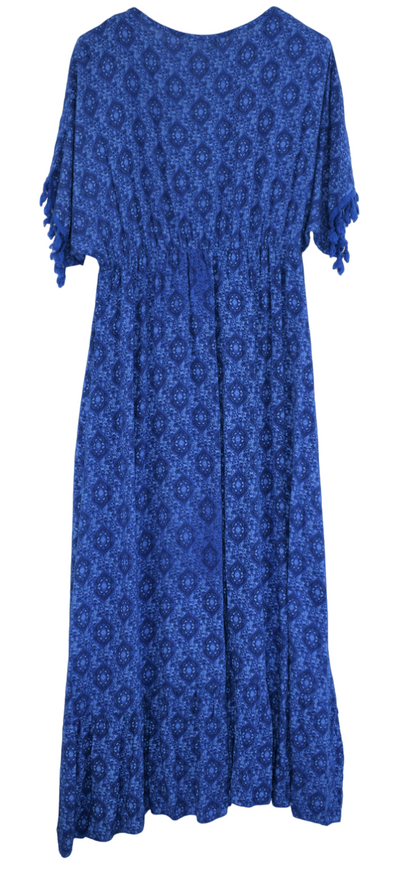 Ladies Italian Lagenlook Fine Print Kaftan Style V-neck Maxi