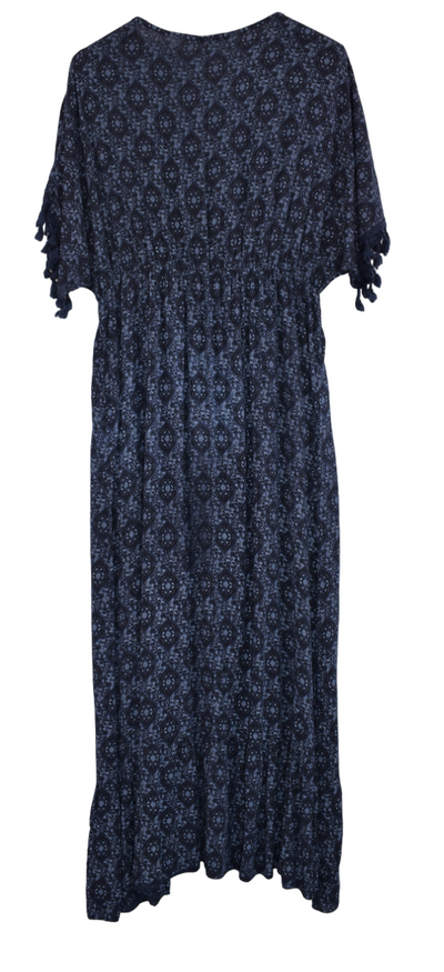 Ladies Italian Lagenlook Fine Print Kaftan Style V-neck Maxi