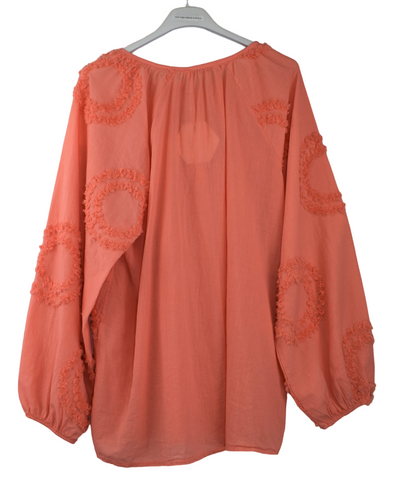 Ladies Italian Lagenlook Embossed Circle  Lightweight Cotton Summer Tunic Top **CLEARANCE**