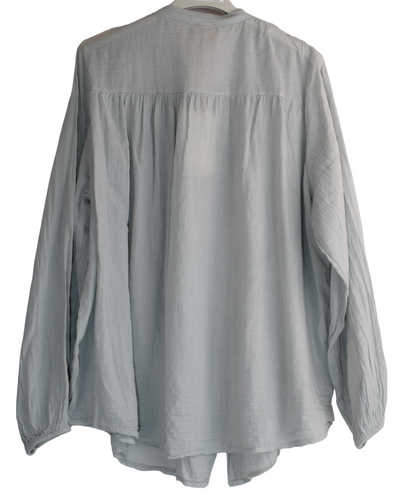 Ladies Italian Lagenlook Lightweight Cotton Bubble Chest Panel Shirt