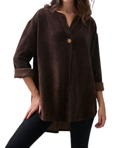 Ladies Italian Lagenlook Soft Chenille Button Detail Tunic Top Autumn Winter Collection