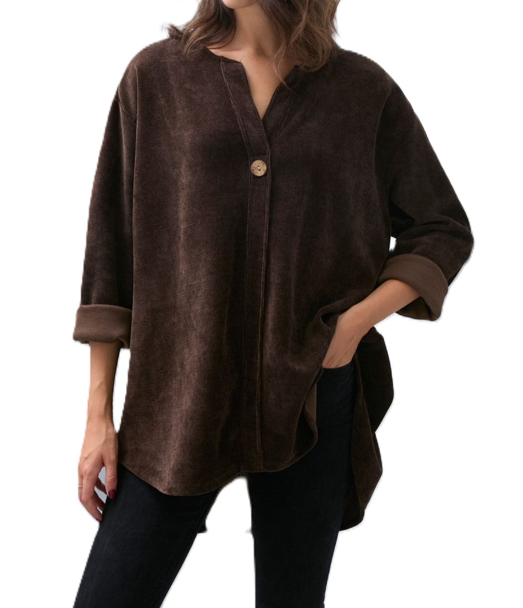 Ladies Italian Lagenlook Soft Chenille Button Detail Tunic Top Autumn Winter Collection