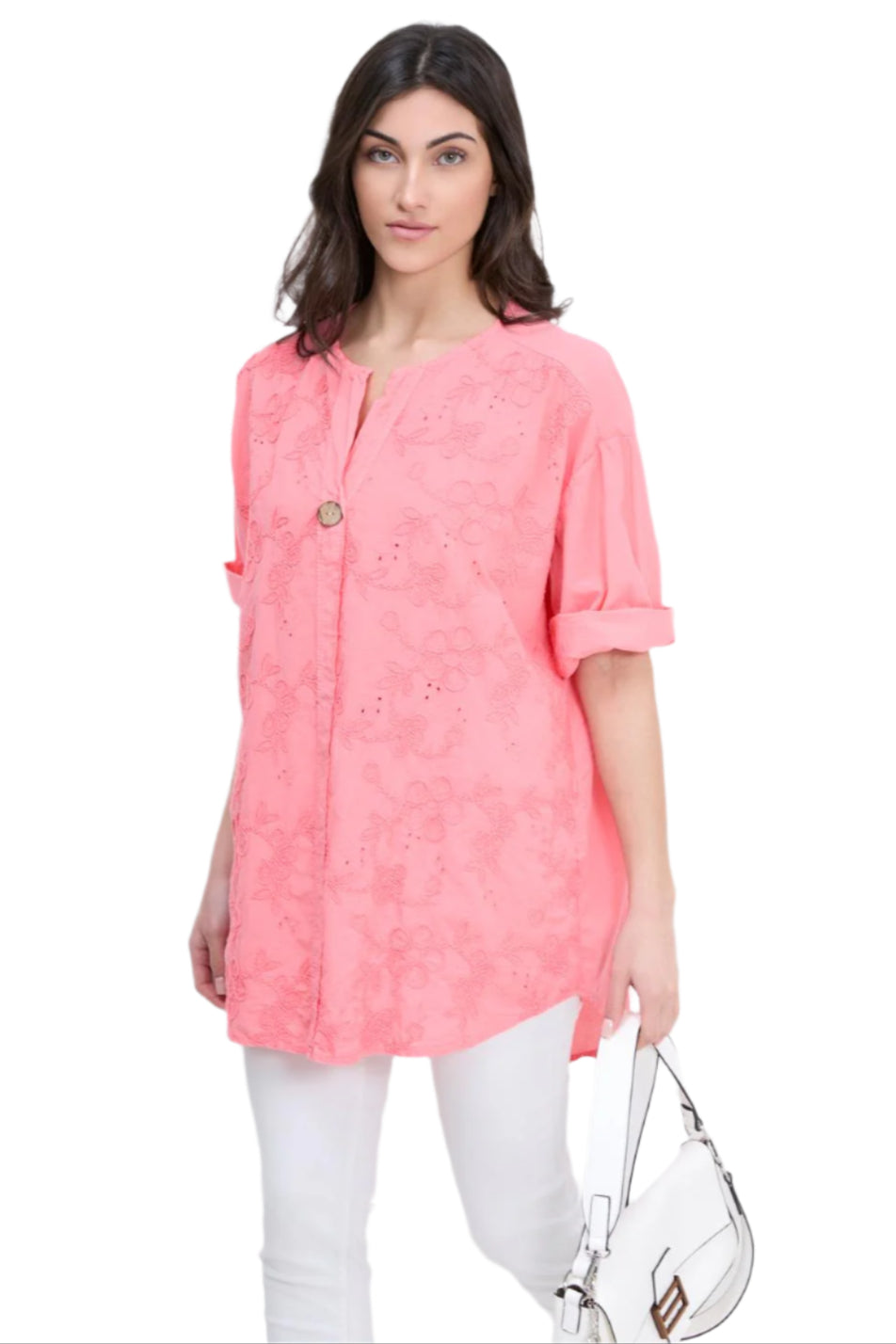 Italian Lagenlook Intricate Embroidered Lightweight Cotton Summer Tunic Top