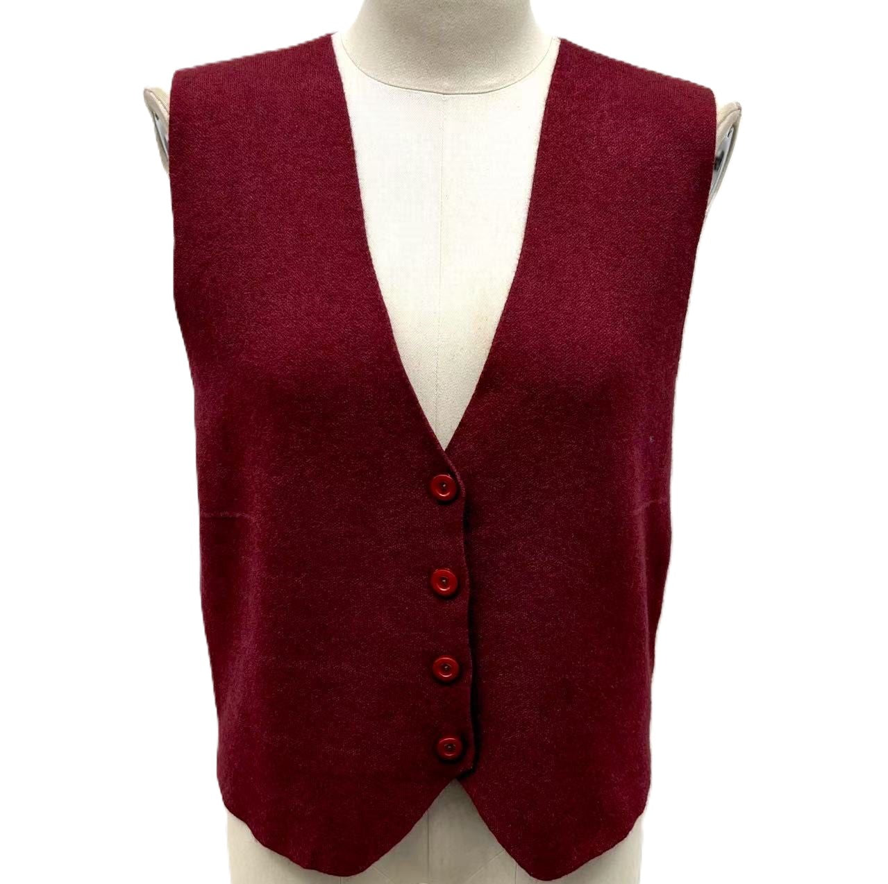 Italian Lagenlook Plain Soft Knit Button Through Waistcoat
