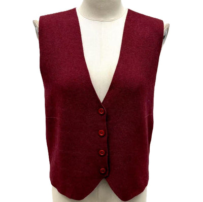 Italian Lagenlook Plain Soft Knit Button Through Waistcoat