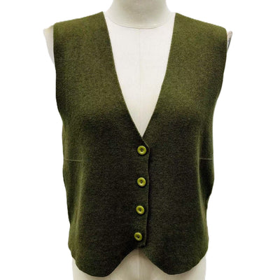 Italian Lagenlook Plain Soft Knit Button Through Waistcoat