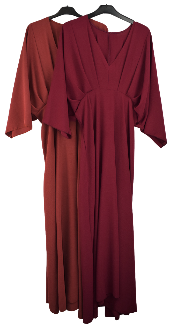 Ladies Italian Plain Short Sleeve Kaftan Maxi Dress with Elasticated Waist