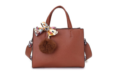 Women's Hand Bag With Silk Tie & Pom Pom