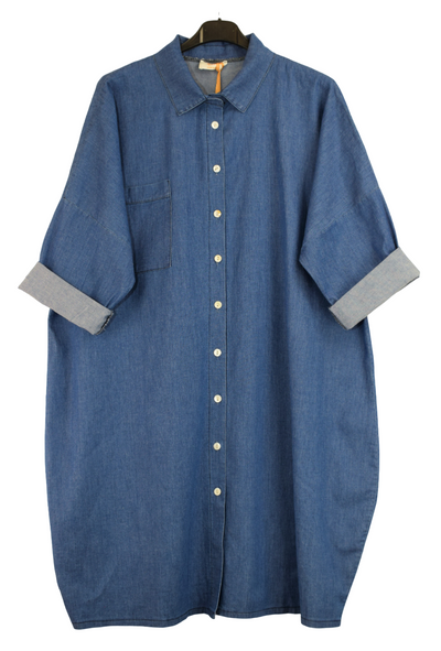 NEW Ladies Italian Lagenlook Denim Shirt Dress