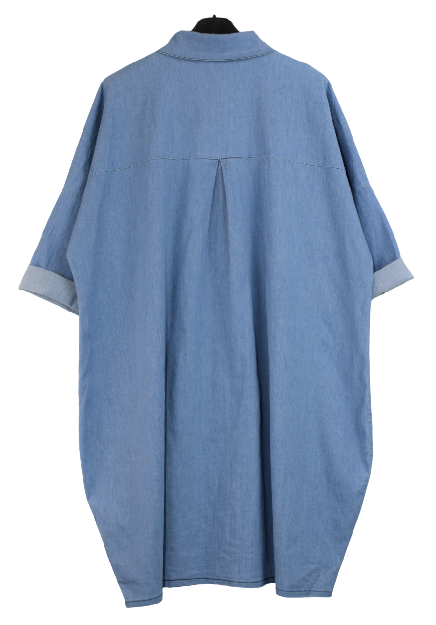 NEW Ladies Italian Lagenlook Denim Shirt Dress