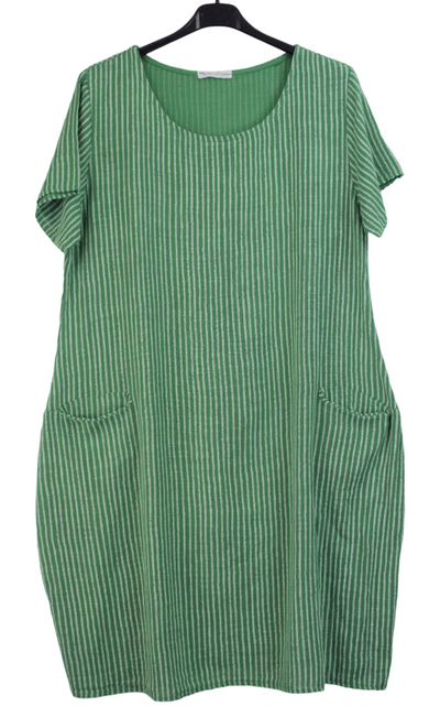 Ladies Italian Lagenlook Lightweight Cotton Stripe Tunic Summer Dress SS24