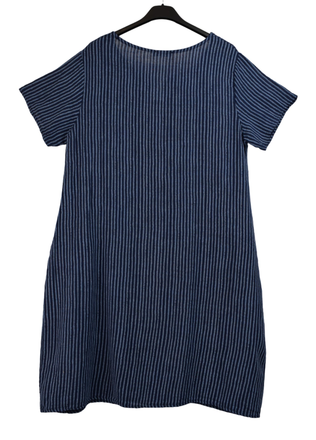 Ladies Italian Lagenlook Lightweight Cotton Stripe Tunic Summer Dress SS24