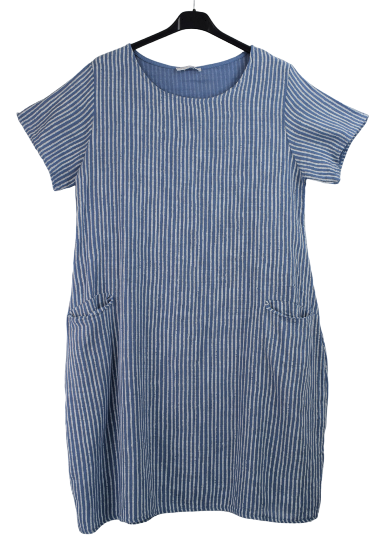 Ladies Italian Lagenlook Lightweight Cotton Stripe Tunic Summer Dress SS24