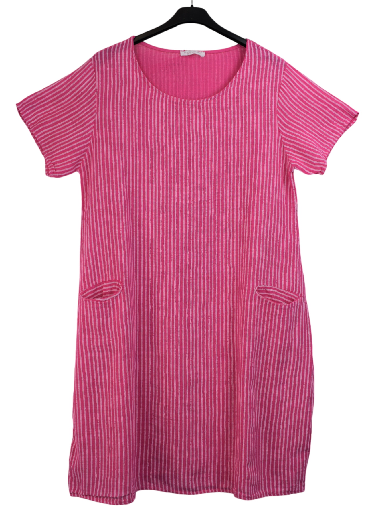 Ladies Italian Lagenlook Lightweight Cotton Stripe Tunic Summer Dress SS24