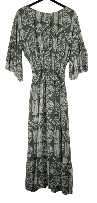 Ladies Italian Lagenlook Quirky Print Flare Sleeve Summer Maxi Dress