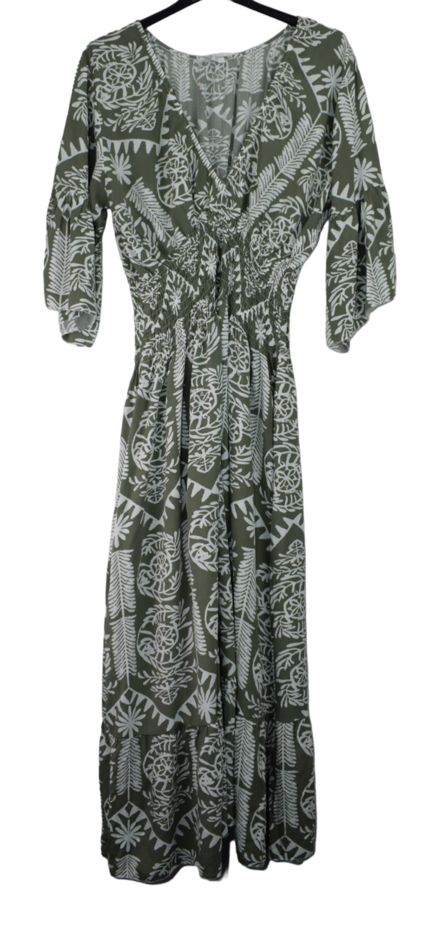 Ladies Italian Lagenlook Quirky Print Flare Sleeve Summer Maxi Dress